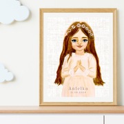 Spersonalizowany obrazek komunijny| Unikalna pamiątka z imieniem i datą A4