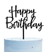 Topper happy birthday czarny