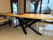 Nowoczesny stół do jadalni, solidny, metalowy pająk, dąb, na wymiar 