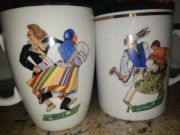 ZOFIA STRYJENSKA  porcelana TANCE LUDOWE 2 X KUBASY ORGINAL PRL PORCELANA