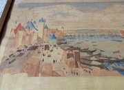 Obraz-Port Jachtowy we Frankfurcie -Akwarela-ANTYK