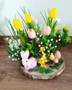 Stroik świąteczny na brzozowym suchym drewnie 27cm/23cm rękodzieło