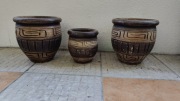 3 donice ceramiczne z motywem etnicznym
