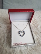 Wisiorek serce srebrny z niebieskimi kryształkami