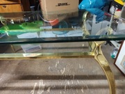 Stolik kawowy Hollywood Regency mosiądz + szkło, lata 60/70