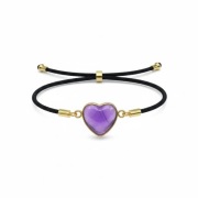 Bransoletka Na Sznurku Serce Kamienie Ametyst, Malachit, Kwarc, Lapis