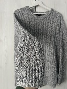 Szary melanżowy sweter oversize w warkocze H&M M