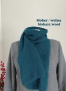 Moherowy szalik zimowy wełna damski butelkowa zieleń