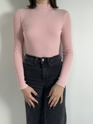 Różowy prążkowany golfik bluzka z długim rękawem rozm. S/M