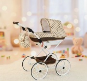Wózek Dla Lalek Głęboki Retro Duży Składany Akcesoria Pościel Gratis