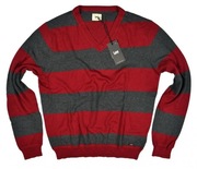 Sweter bluza Lee V-neck Knit L681OX96 bordowo-szary, r. XXL