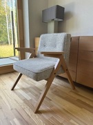 Fotel drewniany tapicerowany retro vintage NOWY