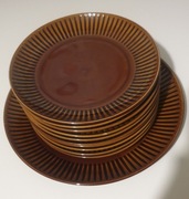 Serwis deserowy EMKA Pruszków Porcelit PRL Brązowy 10 + 1