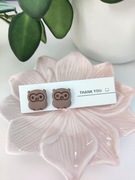 Kolczyki Beżowe Sówki– ręcznie robione z glinki polimerowej 