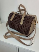 Kuferek Brązowy z dodatkami skórzanym 