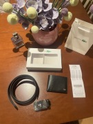 PORTFEL + PASEK LACOSTE czarny zestaw elegancki skóra prezentowy klasyczny 