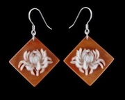 OKAZJA Kolczyki ze srebra 925 z kameą z jaspisu i jadeitu UNIKAT 