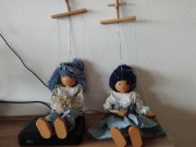 2 zabytkowe lalki marionetki drewniane komplet 2 szt