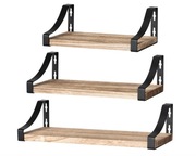 Pipishell 3 półki ścienne drewno metal rustykalne