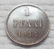 Wielkie Księstwo Finlandii Mikołaj II Romanow 1 penni 1914 KM# 13 Stan