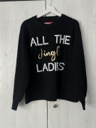 48 Threadbare czarny świąteczny sweter z napisem