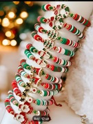 Świąteczna bransoletka na zielonym sznureczku z zawieszką