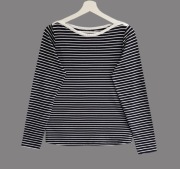 Damska bawełniana bluzka czarno biało długi rękaw w białe paski Bonprix 36