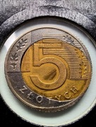 Destrukt 5 zł., złotych 2009. Bardzo rzadki w tym roczniku. Prześwit!