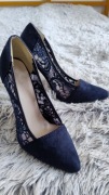 Buty szpilki romantyczne granatowe rozmiar 36 