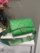 Mała alaChanelka torebko portfel zieleń miejsce na karty pasek sportowy  