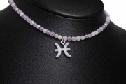 Naszyjnik Ryby Fluoryt Ametyst Znak Zodiaku Kamienie Naturalne