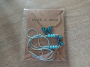 Naszyjnik damski niebieski motyl plus bransoletka 