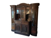 PRZEPIĘKNY ANTYCZNY KREDENS EKLEKTYCZNY  - DĄB, RZEŹBIONY 93/2026