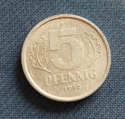 Moneta Niemcy 5 fenigów 1980 NRD 