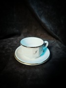 Vintage filiżanka Apilco France z talerzykiem – porcelana, złoty rant