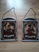 2x witraż szklany wiszący na łańcuszku 