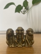 Trzy mądre małpki małpy mosiądz z mosiądzu figurka nie wazon donica dzban