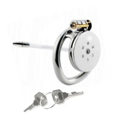 Chastity Flat Cage stalowy pas cnoty klatka na penisa oring 45mm