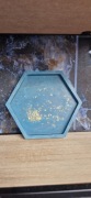 Podkładka z gipsu polimerowego sześciokąt - unikat, rękodzieło