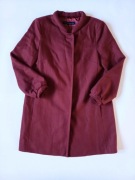 Płaszcz bordowy wełna dziewicza 80% klasyczny elegancki prosty M L 40