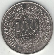 Afryka Zachodnia (BCEAO) 100 franków 1980 - 26 mm - nr 1
