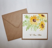 kartka na ślub w kwiaty słoneczniki brązowa eko RĘCZNIE MALOWANA