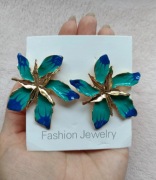 Kolczyki kwiaty kwiatuszki zielone niebieskie  