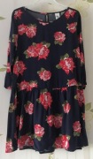 Granatowa sukienka w kwiaty - C&A - rozm. 146