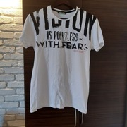 Męski biały tshirt z nadrukiem z przodu bawełna 100% rozmiar M Daniel&Jones