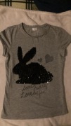 szara bluzka koszulka tshirt królik króliczek cekiny