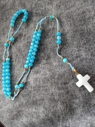 Różaniec klasyczny niebieski kocie oko prezent