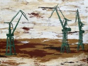 Obraz abstrakcyjny, Gdańsk, dźwigi żurawie W25 W26 W27