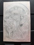 Rysunek akademicki 1893 secesja Art Nouveau A.K. oryginał