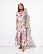 Zjawiskowa maxi sukienka polska Forseti róże premium vintage boho XS/S